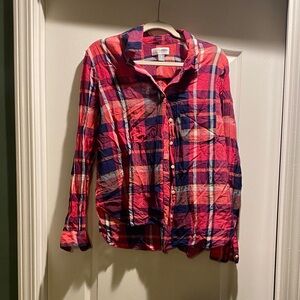 Old Navy Red and Blue Plaid Button Down Shirt